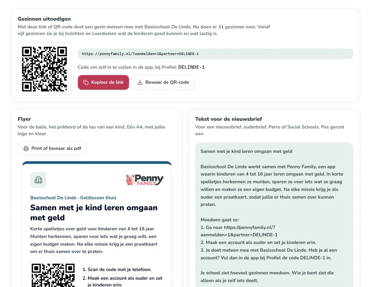 Het uitnodigen in het portaal: schoolcode, QR-code, flyer en nieuwsbrieftekst
